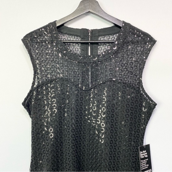 Express- Black Sheer Sleeveless Party Dress M NWT - Picture 2 of 10